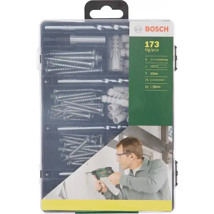 Bosch Professional Accessories Bosch Diy 173 Parça Aksesuar & Sabitleme Seti, Matkap ucu, Vidalama ucu, Vida, Dübel, Üniversal Tutucu, Yeşil