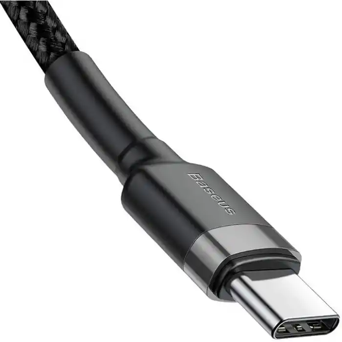Baseus Cafule, Şarj & Data Aktarımı Kablosu, Gri - Siyah, 2 m, 3 A, 60 W, USB Type C & USB Type C, PD2.0, Flash/Hızlı Şarj