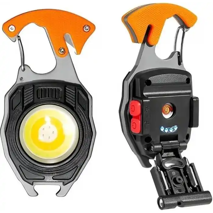 Jouis El Feneri Mini Kamp, Sos,Acil Durum,Bekçi, Polis,Asker, Güvenlik El Feneri, 7 modlu, USB Sarjlı Çok Fonksiyonlu Hayati İdame Lambası(Acil Durum)
