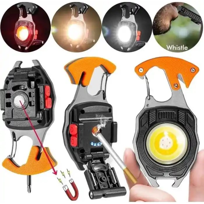Jouis El Feneri Mini Kamp, Sos,Acil Durum,Bekçi, Polis,Asker, Güvenlik El Feneri, 7 modlu, USB Sarjlı Çok Fonksiyonlu Hayati İdame Lambası(Acil Durum)