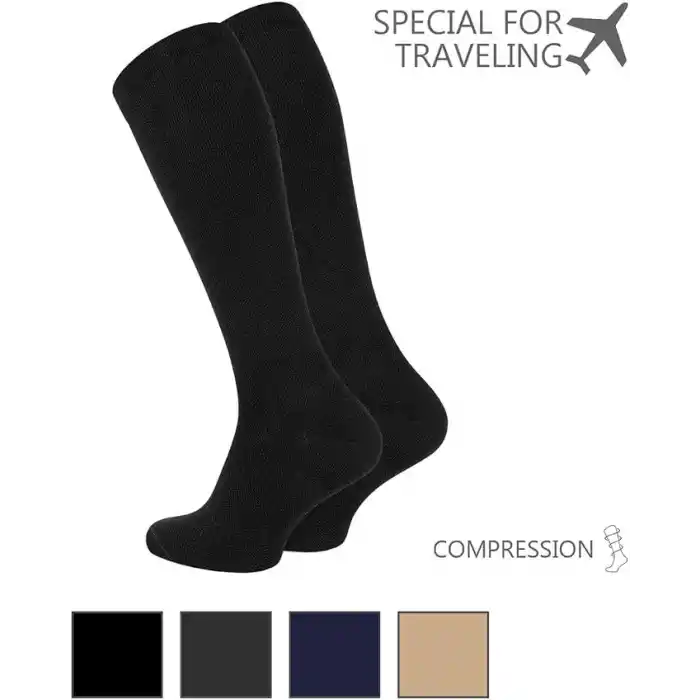 Uçuş & Seyahat Çorabı – Unisex Diz Altı Kompresyon Çorabı – Varis ve Dolaşım Desteği – Tekli – 35-38/39-42/43-46
