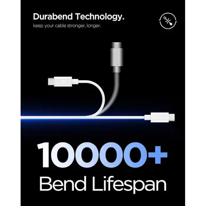 Spigen USB-A to USB-C 1 Metre Kablo 60W Güç/Hızlı Şarj / 480 Mbps Data Aktarım Hızı Type-C Ekstra Dayanıklı White - ACA08715