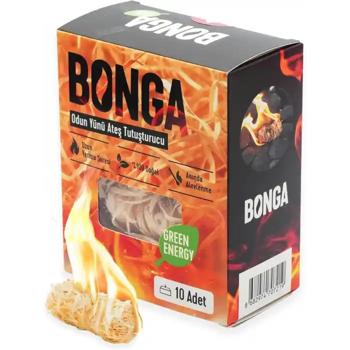 BONGA Soba, Şömine, Mangal Tutuşturucu 10 Adet 140 gr - Jel Ve Çıra Alternatifi Doğal Odun Yünü