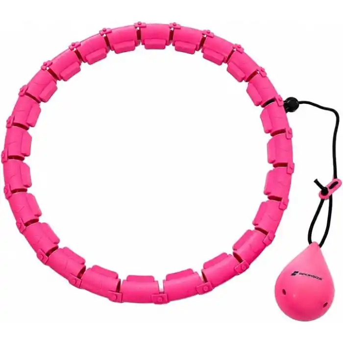 Sporsize Akıllı Hulahop, Ağırlıklı Toplu Ayarlanabilir Modüler Fitness Hulahopu, Bel ve Karın Egzersiz Aleti, Evde Spor İçin, Pembe