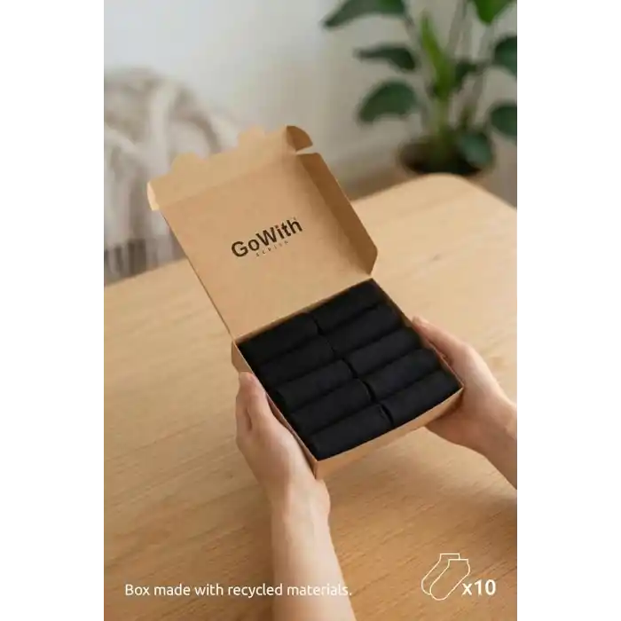 GoWith 10lu Bambu Premium Dikişsiz Kutulu Nefes Alabilir Erkek Kadın Sneaker Çorap, Likralı 200 İğne Esnek Sıkmayan Siyah Beyaz Gri Kısa Patik Çorabı 3006