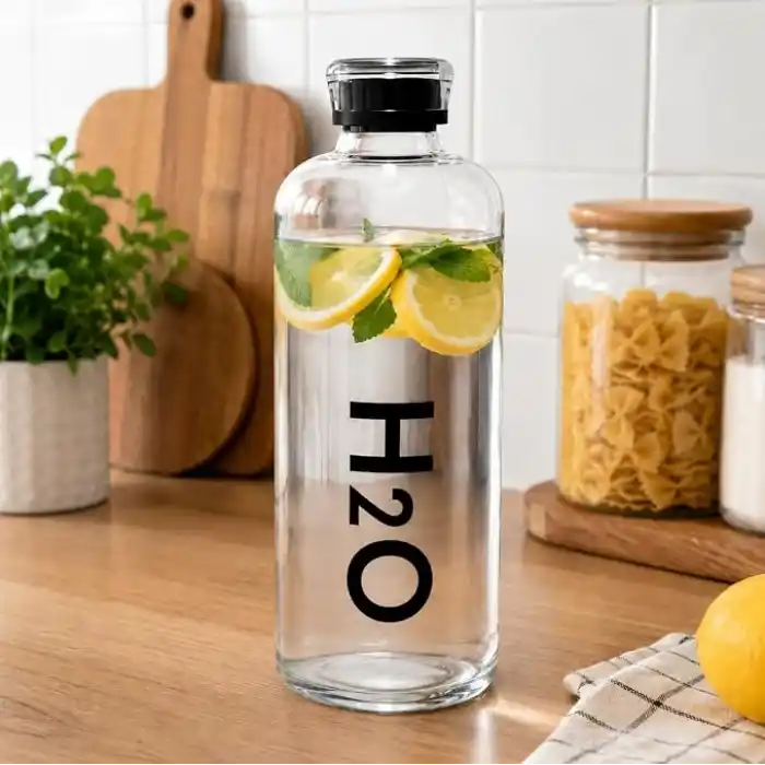 Orret Home 1000 ml Renkli Kapaklı Borosilikat Cam Matara – Sızdırmaz Çevirmeli Vakumlu Kapaklı Suluk,BPA İçermez, Isıya Dayanıklı, Geniş Ağızlı, Şık ve Dayanıklı Cam Su Şişesi (Siyah)