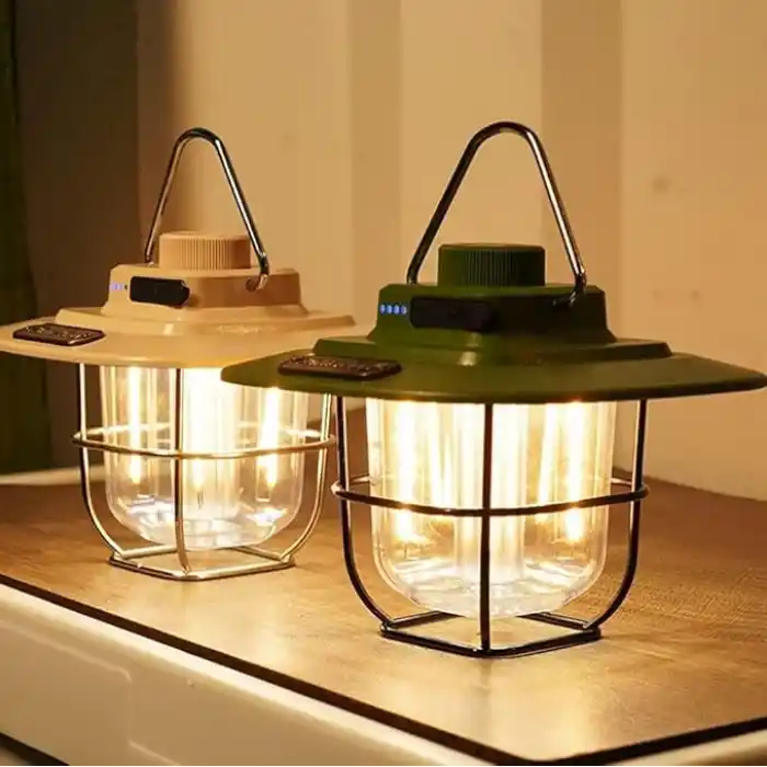 Kamp Lambası Feneri Vintage LED Kamp Feneri Suya Dayanıklı 5.000 mAh Açık Yürüyüş için Kamp Işık Lambası Elektrik Kesintisi Acil Ev Arka Bahçe Verandası Balkon Teras