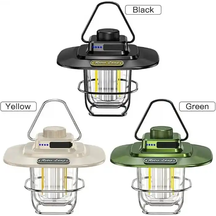 Kamp Lambası Feneri Vintage LED Kamp Feneri Suya Dayanıklı 5.000 mAh Açık Yürüyüş için Kamp Işık Lambası Elektrik Kesintisi Acil Ev Arka Bahçe Verandası Balkon Teras