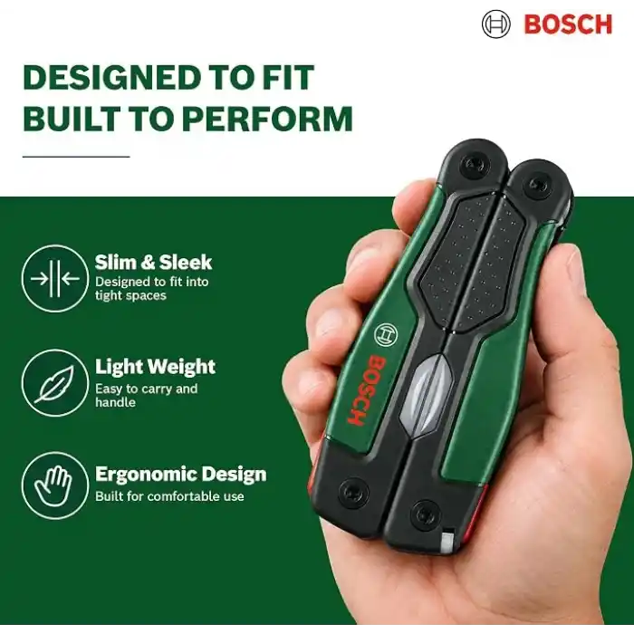 Bosch 16sı 1 arada çok amaçlı alet, DIY, outdoor ve kamp için çok amaçlı alet, paslanmaz çelik, kilitleme fonksiyonu, yumuşak tutuş, 16 fonksiyon, pense, makas, tornavida, bıçak, testere vb