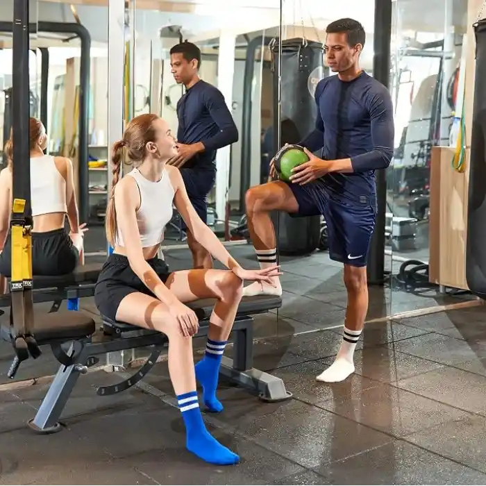 GoWith 3lü-4lü Pamuklu Renkli Çizgili Fitilli Kolej Spor Kadın Çorap, BayanTenis Çorabı 2501