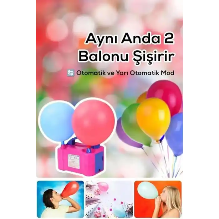 Shopexxtra Elektrikli Balon Pompası, Çift Nozullu Balon Şişirme Makinesi, 600W, 220-240V, Parti