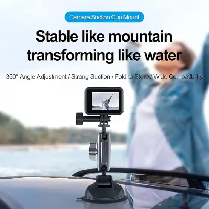 TELESIN Alüminyum Alaşımlı Araç Vantuz Montajı, Hero 13 12 11 10 9 8 DJI OSMO Action 5 Pro 4 3 Insta 360 X5 X4 Huawei iPhone Mobil Telefon Kameraları için, Telefon Tutacılı Araç Ön Cam Montajı