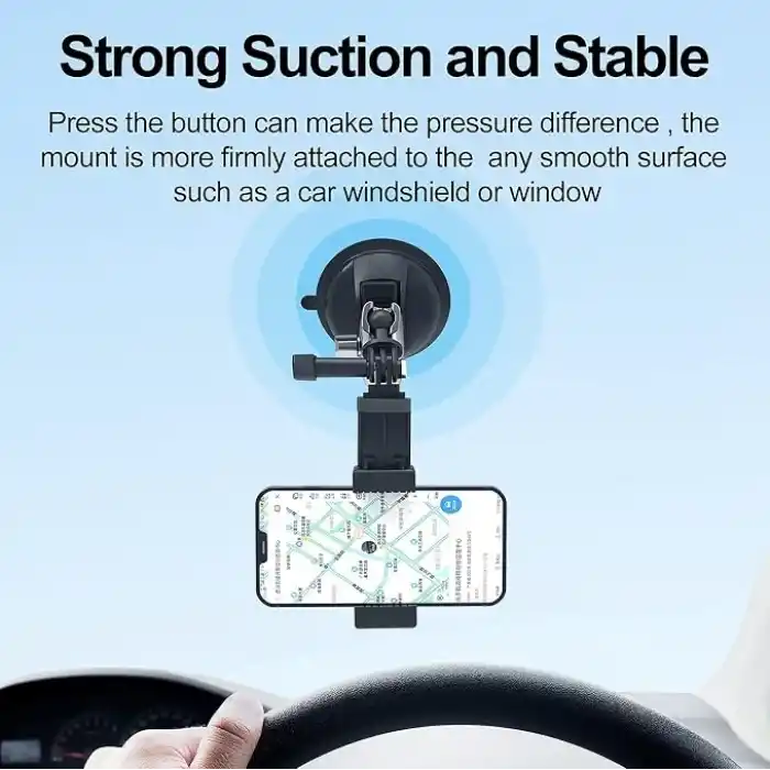 TELESIN Alüminyum Alaşımlı Araç Vantuz Montajı, Hero 13 12 11 10 9 8 DJI OSMO Action 5 Pro 4 3 Insta 360 X5 X4 Huawei iPhone Mobil Telefon Kameraları için, Telefon Tutacılı Araç Ön Cam Montajı