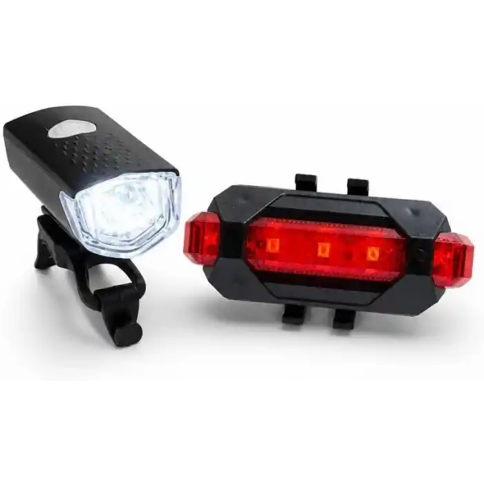 Busstier Bisiklet Işık Seti USB Şarjlı Ön Arka Bisiklet Farı 2’li LED Bisiklet Lambası Su Geçirmez 300 Lümen Stop Lambası Seti