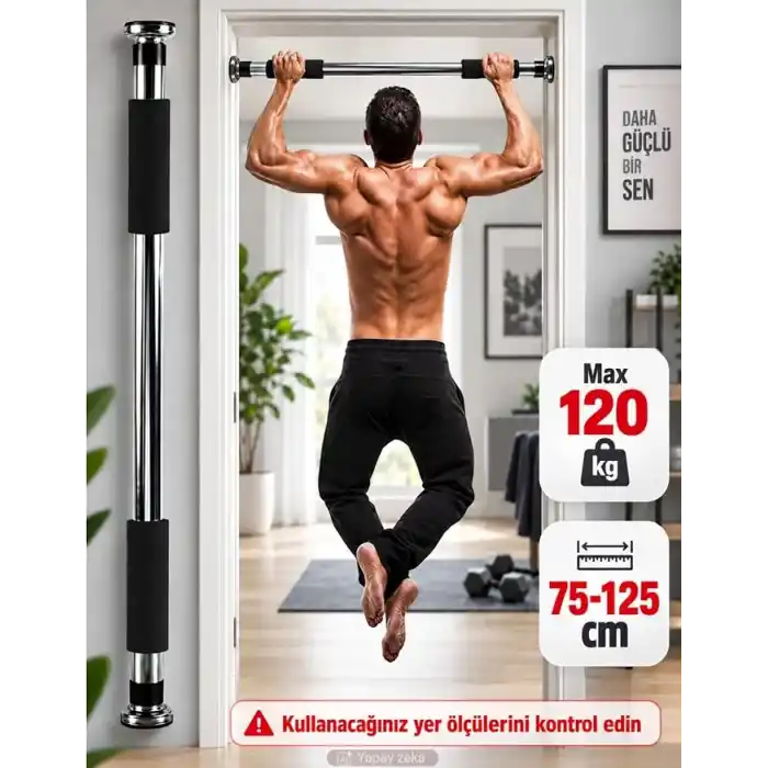 Barfiks Çubuğu 75-125cm Çift Süngerli Ayarlanabilir Koridor Barfiksi