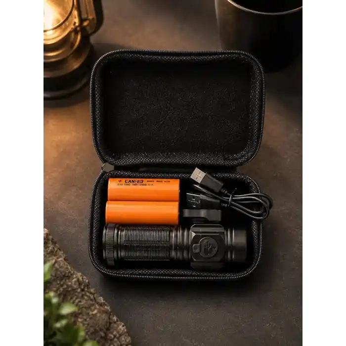 Busstier 10000 Lümen Mıknatıslı Mini El Feneri 15W Güçlü LED Şarjlı Yedek Pilli Taşıma Çantalı Taşınabilir Kamp Araç Acil Durum Feneri