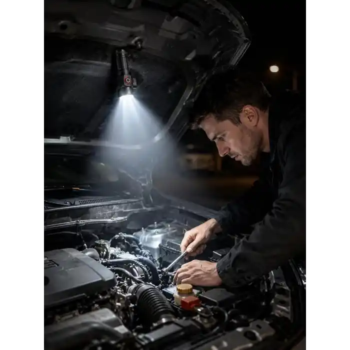Busstier 10000 Lümen Mıknatıslı Mini El Feneri 15W Güçlü LED Şarjlı Yedek Pilli Taşıma Çantalı Taşınabilir Kamp Araç Acil Durum Feneri