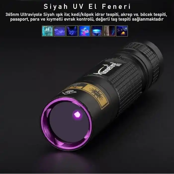 Valkyrie 365nm UV El Feneri Profesyonel Güçlü Işık Evcil Hayvan İdrar Tespiti, Para Kontrol, Akrep Mini UV Fener