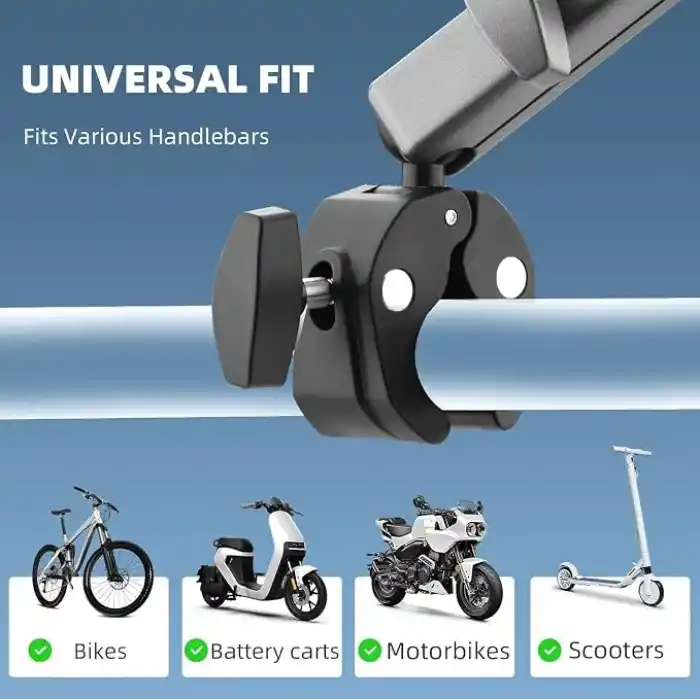 Coverzone Kamera Bisiklet ve Motosiklet Gidon Montaj, Alüminyum Alaşımlı Kelepçe, 360°, Insta360 ile uyumlu X5 X4 X3 Ace Pro Go 3S, DJI Osmo 2 Mobile 7P Action 5 Pro 4 3 ile Uyumlu, MM1, Gri