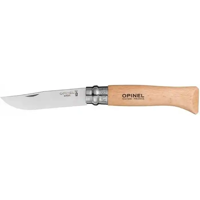 Opinel Inox Kayın Saplı Paslanmaz Çelik Çakı, Unisex, Kahverengi, Nr.8