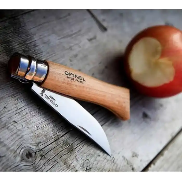 Opinel Inox Kayın Saplı Paslanmaz Çelik Çakı, Unisex, Kahverengi, Nr.8