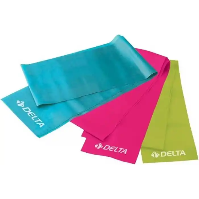 Delta Elite Deluxe Pilates Egzersiz Bandı, 3lü, Mavi/Pembe/Yeşil