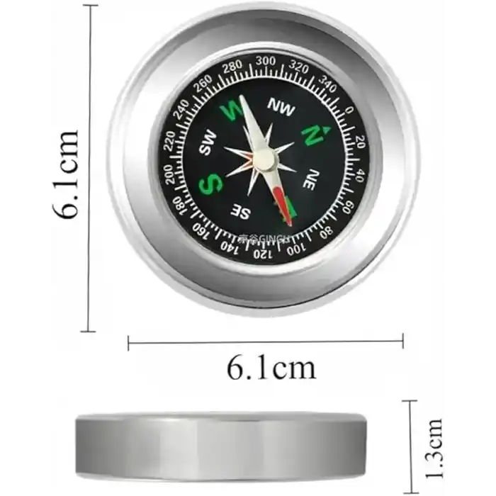 Monarty Pusula - Metal Gövdeli Profesyonel 60mm Taşınabilir El Pusulası – Dayanıklı Çelik Kasa, Yuvarlak Cep Pusulası, Kıble Yönü Bulucu