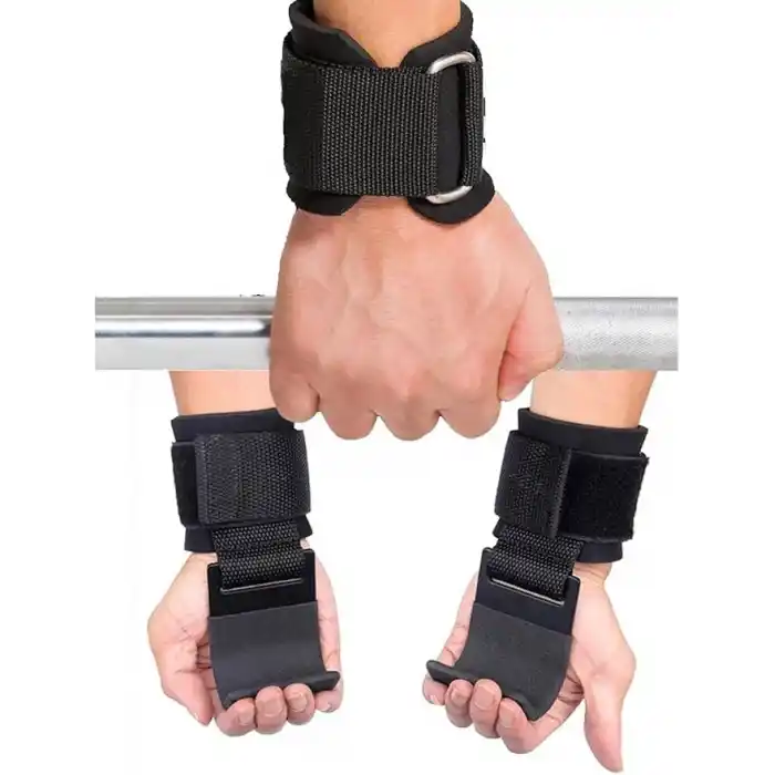 Valkyrie 2 Adet Ağırlık Kaldırma Kancası Tutma Yardımcısı Bar Fitness Bilekliği Lifting Hooks Straps Siyah