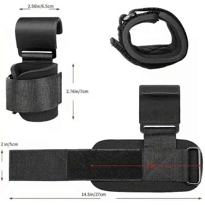 Valkyrie 2 Adet Ağırlık Kaldırma Kancası Tutma Yardımcısı Bar Fitness Bilekliği Lifting Hooks Straps Siyah