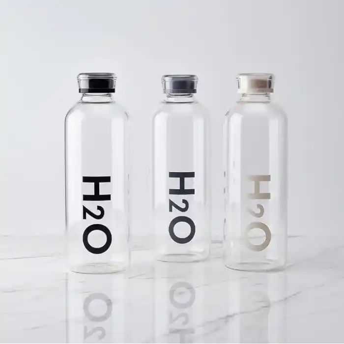 Deconox 1000 ml Renkli Kapaklı Borosilikat Cam Matara, Sızdırmaz Çevirmeli Vakumlu Kapaklı Suluk, Isıya Dayanıklı Geniş Ağızlı Detoks ve Su Şişesi (BPA İçermez) (BEYAZ)