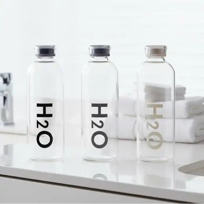 Deconox 1000 ml Renkli Kapaklı Borosilikat Cam Matara, Sızdırmaz Çevirmeli Vakumlu Kapaklı Suluk, Isıya Dayanıklı Geniş Ağızlı Detoks ve Su Şişesi (BPA İçermez) (BEYAZ)