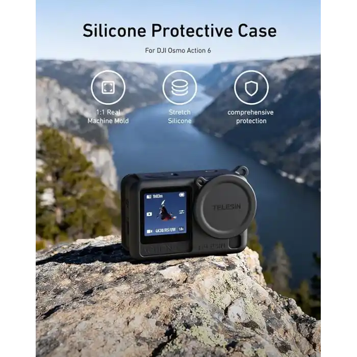 TELESIN DJI Osmo Action 6 için silikon kılıf, siyah