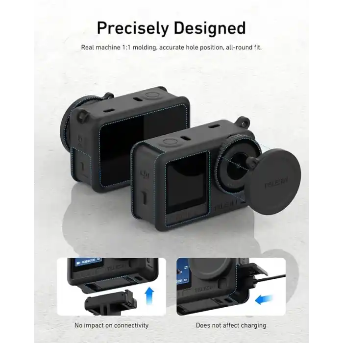 TELESIN DJI Osmo Action 6 için silikon kılıf, siyah