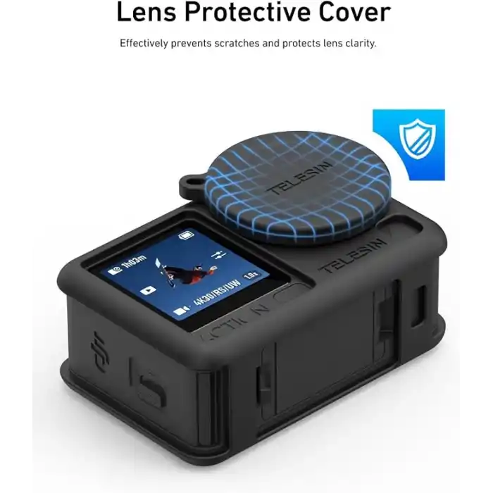 TELESIN DJI Osmo Action 6 için silikon kılıf, siyah