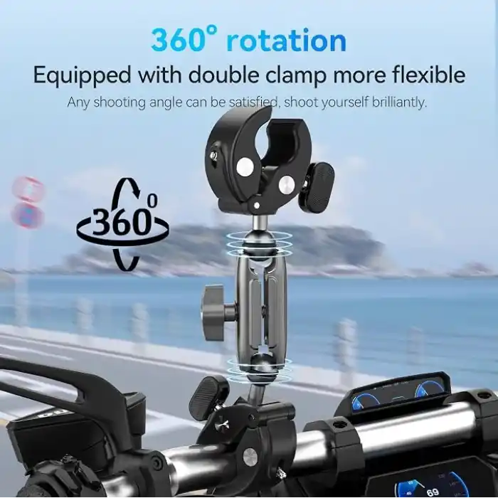 TELESIN Duall Top Kelepçe Montaj Çubuk Direği Bisiklet Bisiklet Motosiklet Gidon Tüp Tutucu Aksesuarları GoPro Hero 13 12 11 10 9 8, DJI Osmo Action 5 Pro 4 3 Insta360 X3 X4 Go3 Ace Pro ile Uyumlu