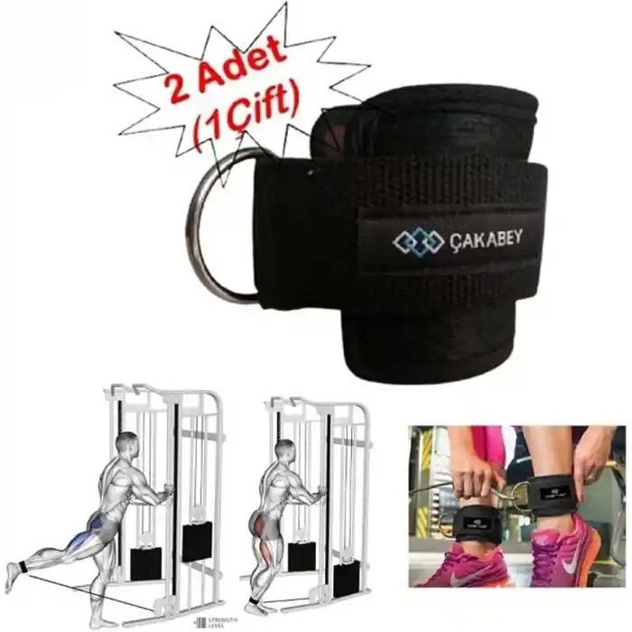 Ankle Straps Fitness Ayak Bileği Ağırlık Çalışma Kemeri Cable Kickback Bilek Aparatı Sağ/sol Takım Siyah