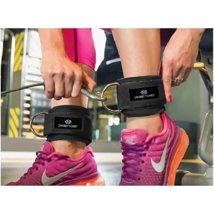 Ankle Straps Fitness Ayak Bileği Ağırlık Çalışma Kemeri Cable Kickback Bilek Aparatı Sağ/sol Takım Siyah