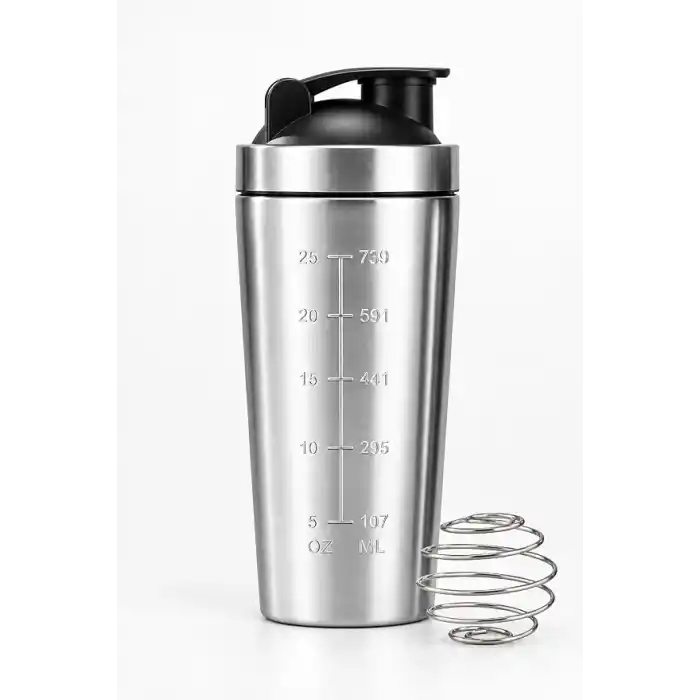 304 Çelik 739 ml Ölçekli Sporcu Suluğu Protein Shake ve Smoothie Matarası mt139