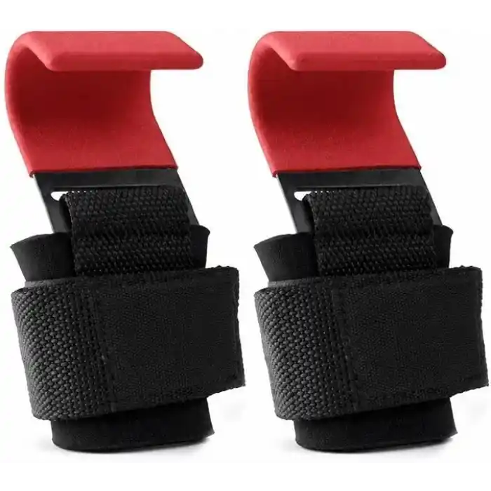 Valkyrie 2’li Ağırlık Kaldırma Kancası Bilek Destekli Güç Antrenmanı Fitness Strap Kırmızı