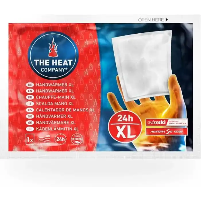 THE HEAT COMPANY El Isıtıcısı XL — 10lu Paket - Ekstra Sıcak — Büyük Cep Isıtıcı — Isı Pedi — 24 Saat Sıcak Eller - Havayla Çalıştırılmış — Tamamen Doğal