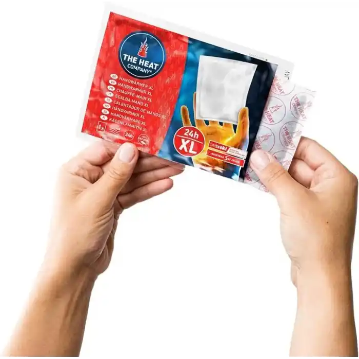 THE HEAT COMPANY El Isıtıcısı XL — 10lu Paket - Ekstra Sıcak — Büyük Cep Isıtıcı — Isı Pedi — 24 Saat Sıcak Eller - Havayla Çalıştırılmış — Tamamen Doğal
