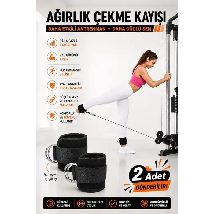 Spor Byfit D Halkalı Ayak ve El Bileği için Ağırlık Çekiş Kayışı