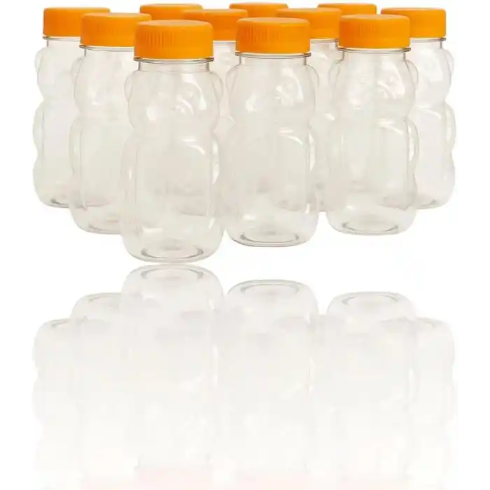 Orret Home 10 Adet 250 ml Ayıcık Şeklinde Pet Şişe BPA İçermez Ayıcıklı Şişe Meyve Suyu ve Su Şişesi Okul Kreş Piknik ve Günlük Kullanım İçin