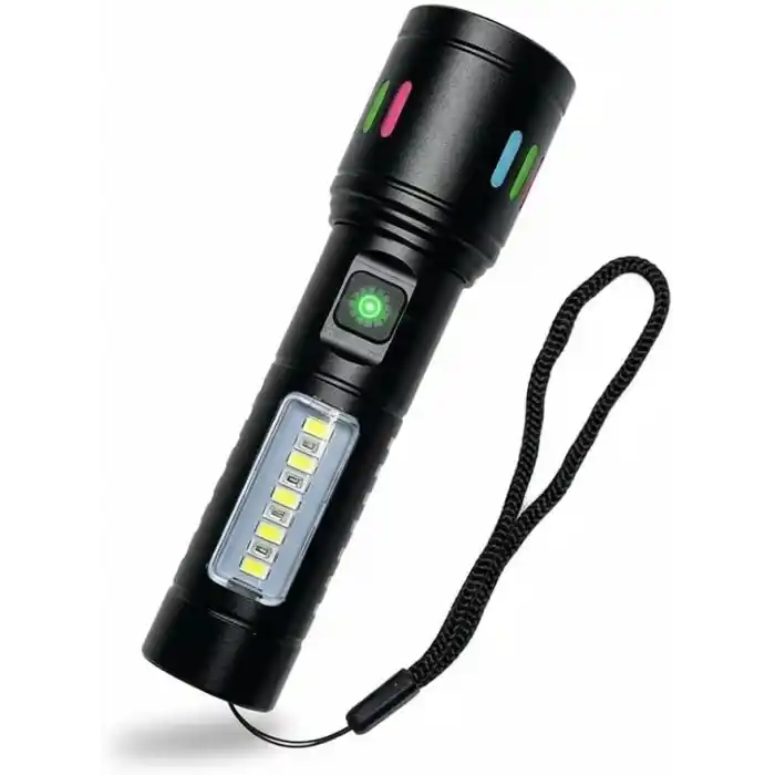 WellHise Usb Şarjlı Yüksek güç spot uzun LED El Feneri Zumlanabilir Ultra Parlak Acil Aydınlatma Feneri