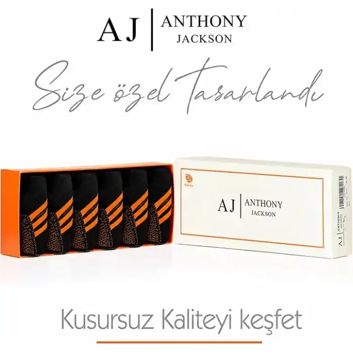 Anthony Jakson 6 Çift Kutulu Bambu Premium Bay - Bayan Spor Desenli Dikişsiz Spor Koşu ve Yürüyüş Çorabı Fabian