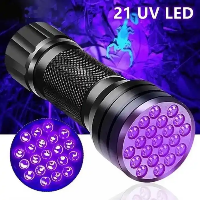 Valkyrie 21 LED 395nm Güneş Işığı Eltraviyole UV El Feneri - Siyah Fener - Evcil Hayvan Otel Ev Temizlik Para Taş Mücevherat