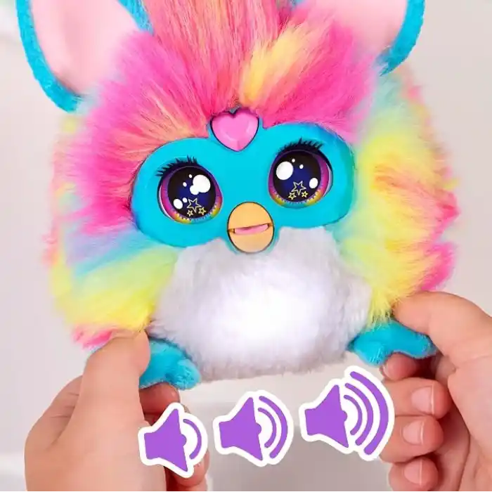 Furby DJ Furby Etkileşimli Oyuncak | Müzik, Işıklar, Hareket ve Oyunlar İçeren Süper Yumuşak Gökkuşağı Renkli Elektronik Pelüş | İngilizce ve Furbish Konuşur | 81 cm Uzunluk | 6 Yaş ve Üzeri