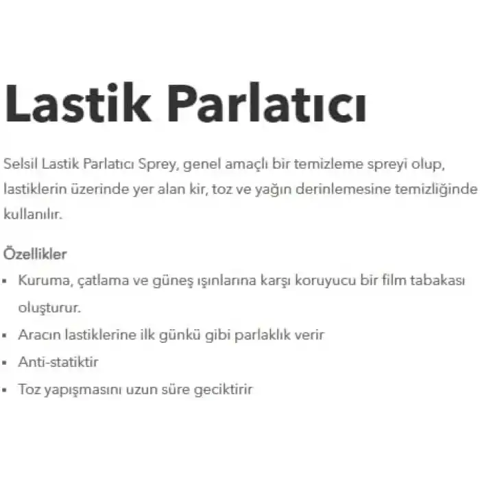 Selsil Lastik Parlatıcı 500ml