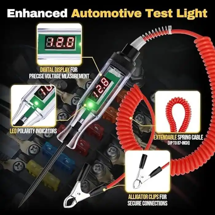 AEE® 6V/12V/24V Dijital LED Otomotiv Devre Test Cihazı – Voltaj, Süreklilik ve Sigorta Test Kalemi