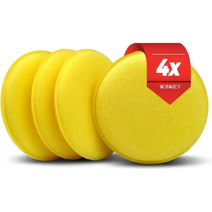 WONKEY - Oto Pasta Cila Wax Pedi Süngeri, Araba ve Torpido Parlatma ve Temizleme Aplikatörü, Polisaj Süngeri, Deri Koltuk Parlatma, Araç Boya Parlatma ve Wax Uygulama Pedi (4 Adet)